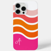 Modern Helder Roze Sinaasappel koraal strepen Patr Case-Mate iPhone Case (Achterkant)