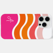 Modern Helder Roze Sinaasappel koraal strepen Patr Case-Mate iPhone Case (Achterkant (horizontaal))