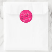 Modern Helder Roze Wit Gemaakt met Liefdeshart Ronde Sticker (Tas)