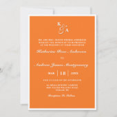 Modern Helder Sinaasappel Monogram Minimalistische Kaart (Voorkant)