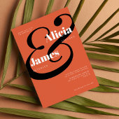 Modern helder sinaasappel zwart vet typografie bru kaart