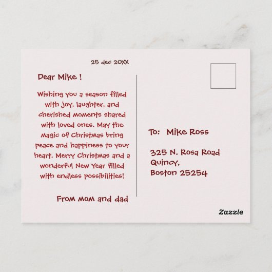 Modern & helder Vrolijk Kerst Briefkaart (Achterkant)