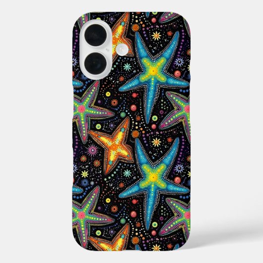 Modern helder zwart zeesterren patroon Case-Mate iPhone case (Achterkant)