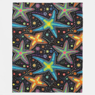 Modern helder zwart zeesterren patroon fleece deken