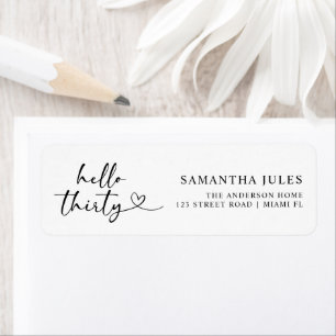 Modern Hello 30e verjaardag retouradres Etiket