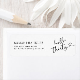 Modern Hello 30th Birthday Return Address Etiket