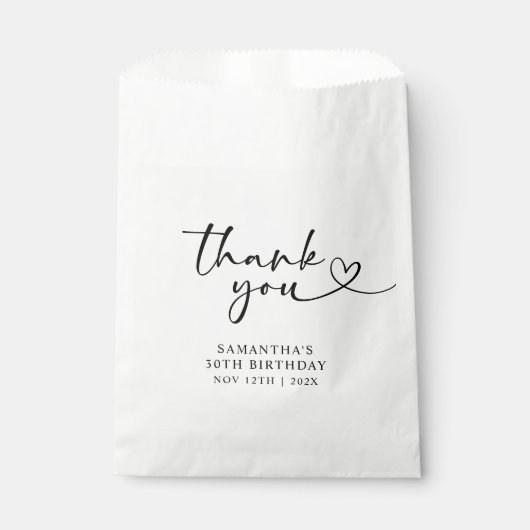 Modern Hello 30th Birthday Thank you Bedankzakje (Voorkant)