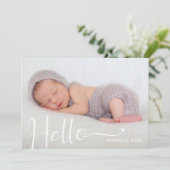 Modern Hello Baby Photo Birth Announcement Aankondiging (Staand voorkant)