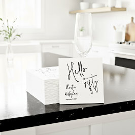 Modern Hello Fifty Script 50th Birthday Cocktail Servet