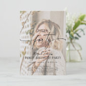 Modern Hello FORTY 40th Birthday Party Photo  Kaart (Staand voorkant)