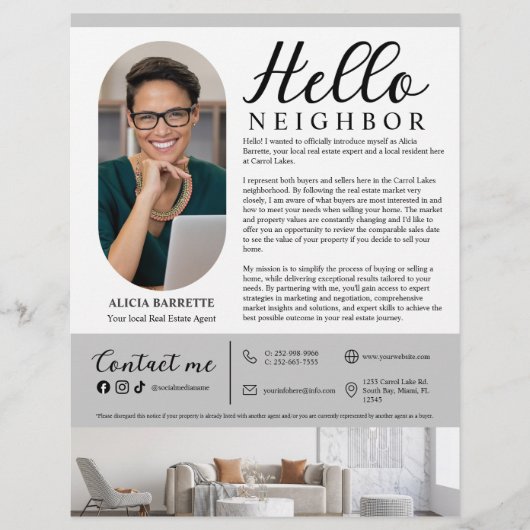 Modern Hello Neighbor Real Estate Agent Advert Flyer (Voorkant)