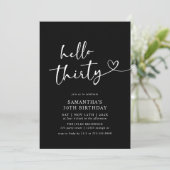 Modern Hello Thirty Black and White 30th Birthday Kaart (Staand voorkant)