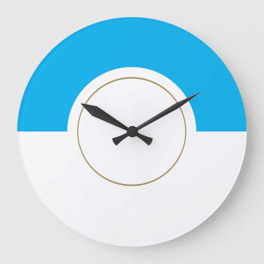 Modern hemelsblauw wit rond kleurenblok grote klok (Voorkant)