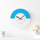 Modern hemelsblauw wit rond kleurenblok grote klok (Huis)