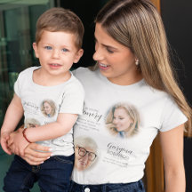 Modern herdenkings-T-shirt met voor- en na-foto