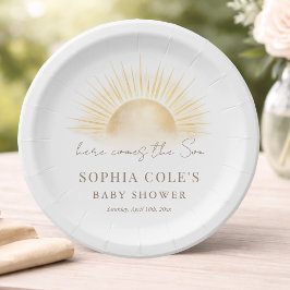 Modern Here Comes The Son Boho Boy Baby Shower Papieren Bordje