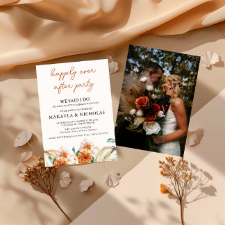Modern Herfst Bloemen Foto Elopement Aankondiging
