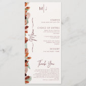 Modern Herfst Bloemen Herfst Wedding Menu (Voorkant)