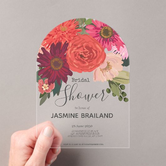 Modern herfst bloemenboeket Vrijgezellenfeest Acryl Uitnodigingen (Insitu (Draagbaar))