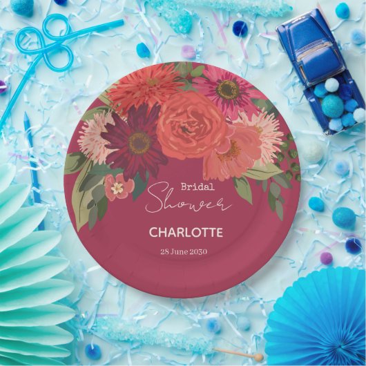 Modern herfst bloemenboeket Vrijgezellenfeest Papieren Bordje (Feest)