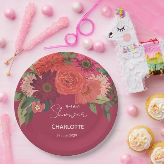 Modern herfst bloemenboeket Vrijgezellenfeest Papieren Bordje (Feest)