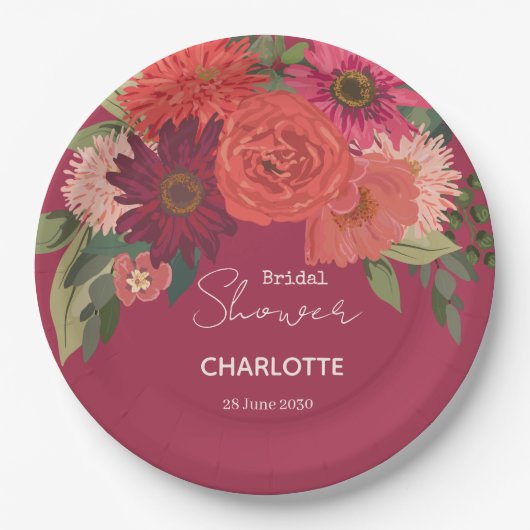 Modern herfst bloemenboeket Vrijgezellenfeest Papieren Bordje (Voorkant)