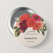 Modern herfst bloemstuk bruidsdouche ronde button 7,6 cm (Voorkant /achterkant)