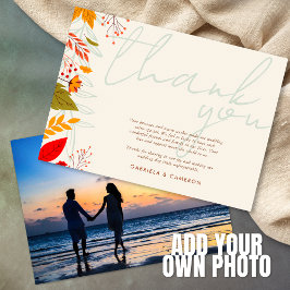 Modern Herfst Bright Floral Eenvoudig Ivoor Bruilo Bedankkaart