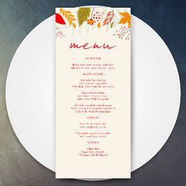 Modern Herfst Bright Floral Eenvoudig Ivoor Bruilo Menu
