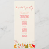 Modern Herfst Bright Floral Eenvoudig Ivoor Bruilo Programmakaart (Achterkant)