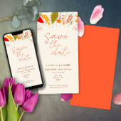 Modern Herfst Bright Floral Eenvoudig Ivoor Bruilo Save The Date
