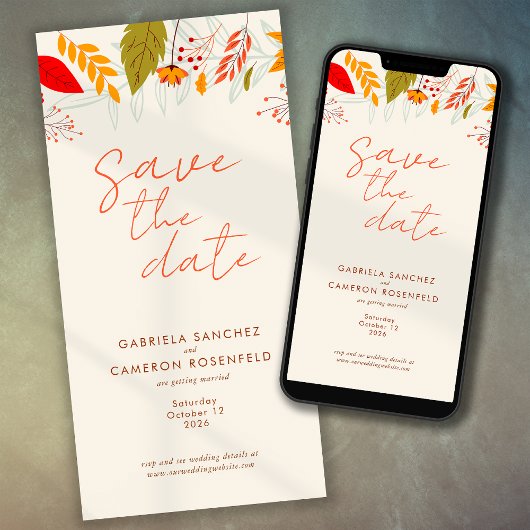 Modern Herfst Bright Floral Eenvoudig Ivoor Bruilo Save The Date