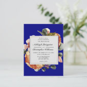 Modern herfst Floral Blue Wedding Invitation Briefkaart (Staand voorkant)