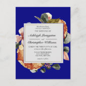 Modern herfst Floral Blue Wedding Invitation Briefkaart (Voorkant)