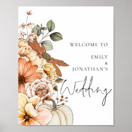 Modern herfst Florals Welkom bij bruiloft Poster