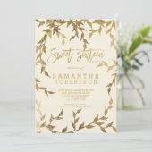 Modern herfst geel gouden tak ivoor Sweet 16 Kaart (Staand voorkant)