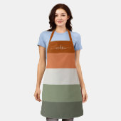 Modern herfst gekleurde strepen scriptnaam schort (Gedragen)