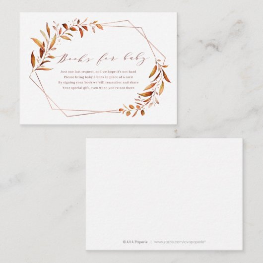 Modern Herfst Greenery Geometrische boeken Verzoek Informatiekaartje (Voorkant / Achterkant)