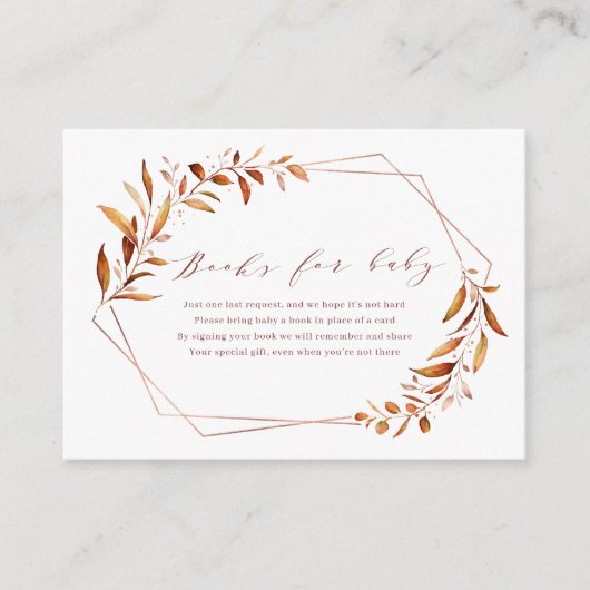 Modern Herfst Greenery Geometrische boeken Verzoek Informatiekaartje (Voorkant)