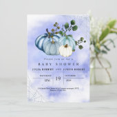 Modern herfst herfst blauw pompoen jongen baby sho kaart (Staand voorkant)