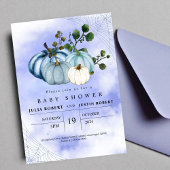 Modern herfst herfst blauw pompoen jongen baby sho kaart