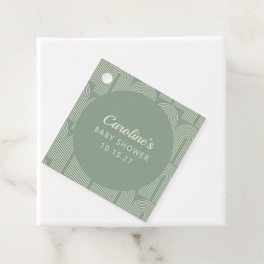 Modern Herfst Herfst Sage Green Baby shower Bedankjes Labels (In situ)