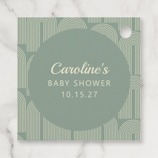 Modern Herfst Herfst Sage Green Baby shower Bedankjes Labels (Achterkant)