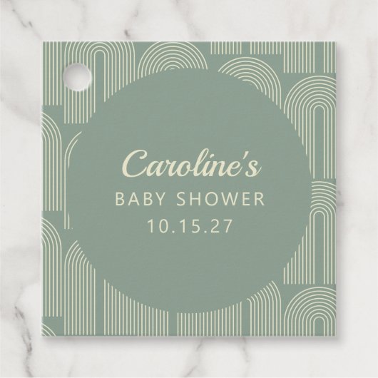 Modern Herfst Herfst Sage Green Baby shower Bedankjes Labels (Voorkant)