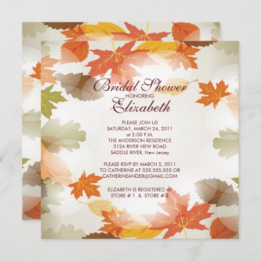 Modern herfst laat de Bridal Shower Uitnodiging (Voorkant / Achterkant)