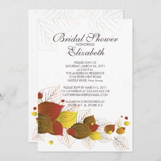 Modern herfst laat de Bridal Shower Uitnodiging (Voorkant / Achterkant)
