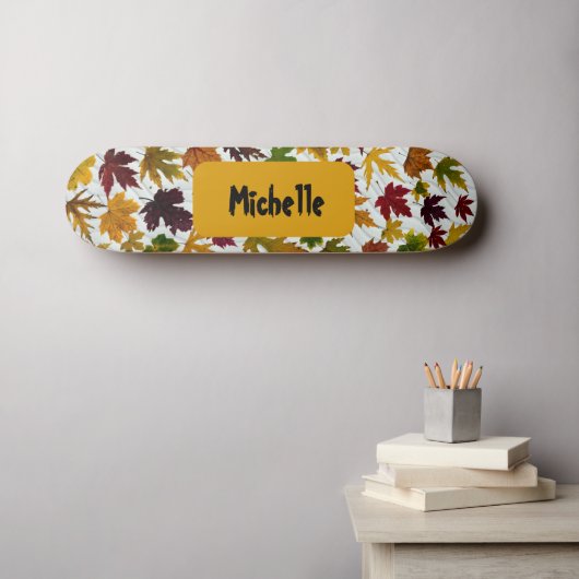 Modern Herfst Laat Gepersonaliseerde Naam Persoonlijk Skateboard (Muurkunst (Horizontaal))
