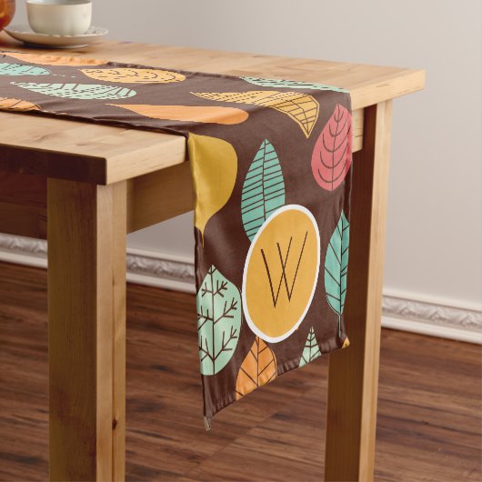 Modern Herfst Leaf Pattern Lange Tafelloper (Voorbeeld)