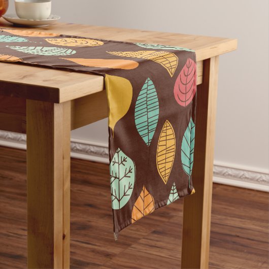 Modern Herfst Leaf Pattern Lange Tafelloper (Voorbeeld)