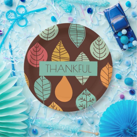 Modern Herfst Leaf Pattern Papieren Bordje (Feest)